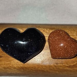 Elegant Blue Goldstone and Orange Goldstone Heart Accents